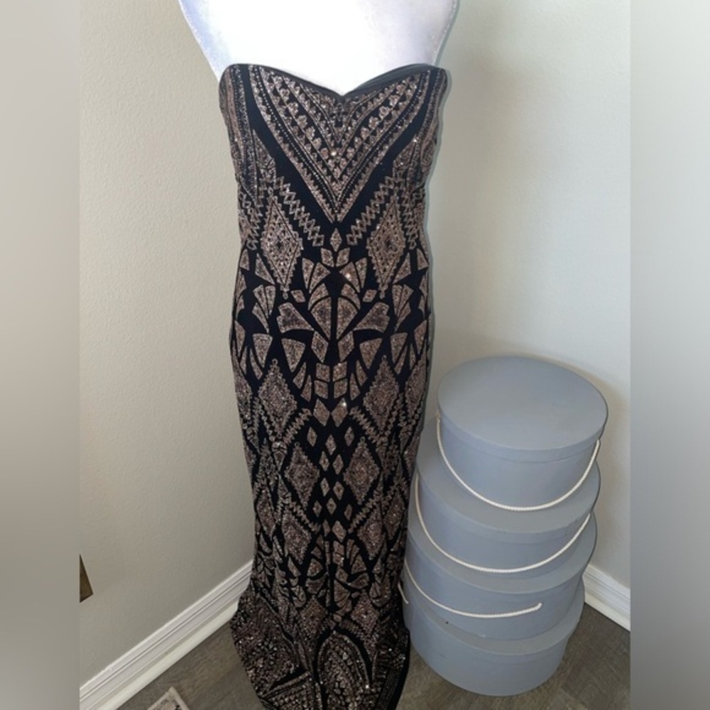 Strapless Rose Gold Design Dress